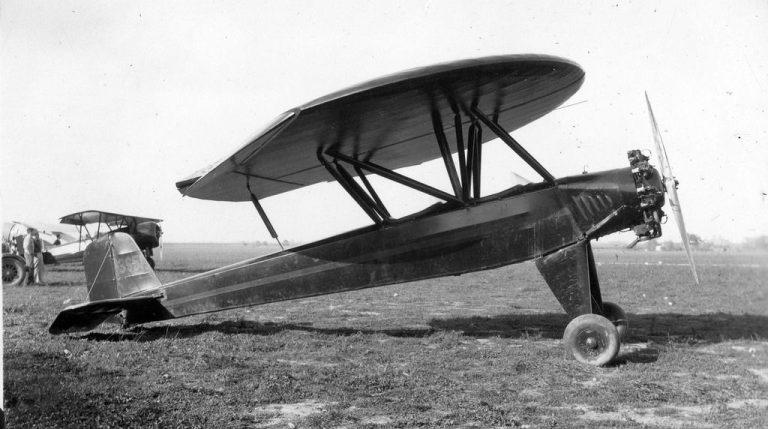 A rare photo of the strange aircraft known as the Nemeth Parasol.