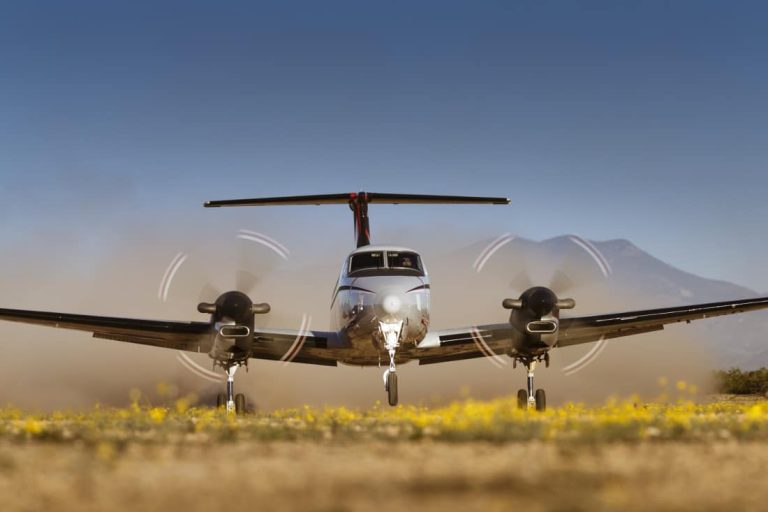 A Beechcraft King Air 350 on the runway