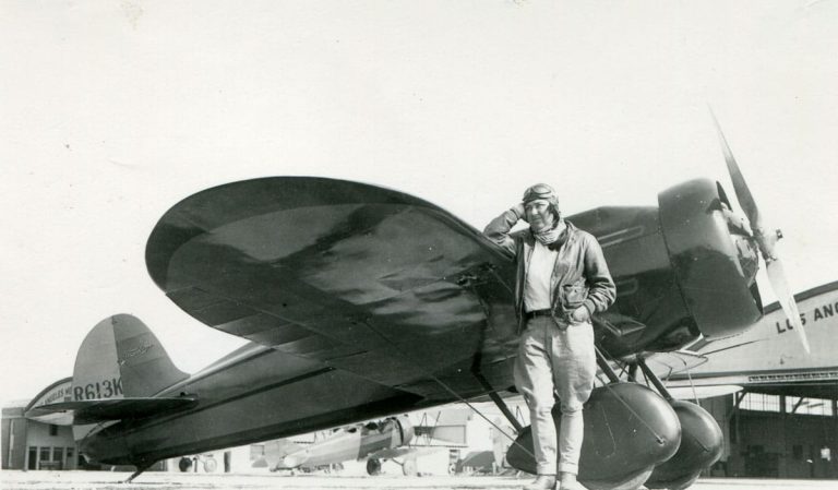 pancho barnes posing with mystery ship